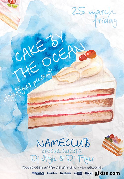 Cake By The Ocean PSD Flyer Template + Facebook Cover