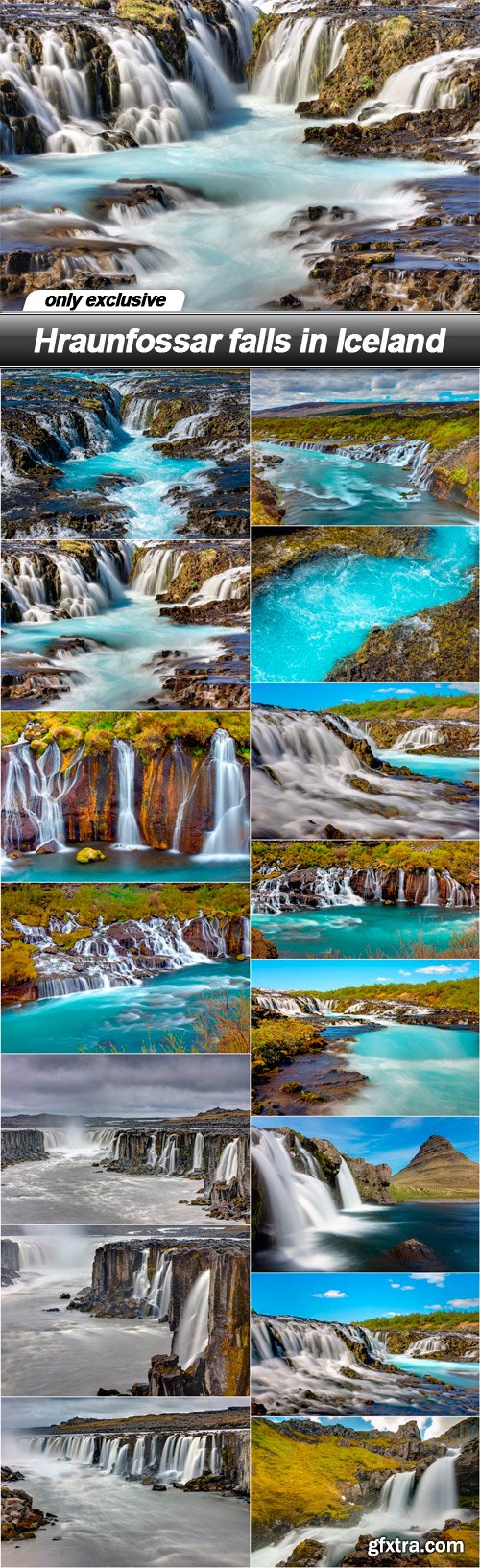 Hraunfossar falls in Iceland - 15 UHQ JPEG