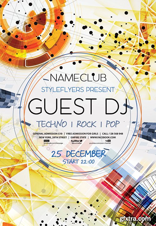 Guest DJ PSD Flyer Template + Facebook Cover