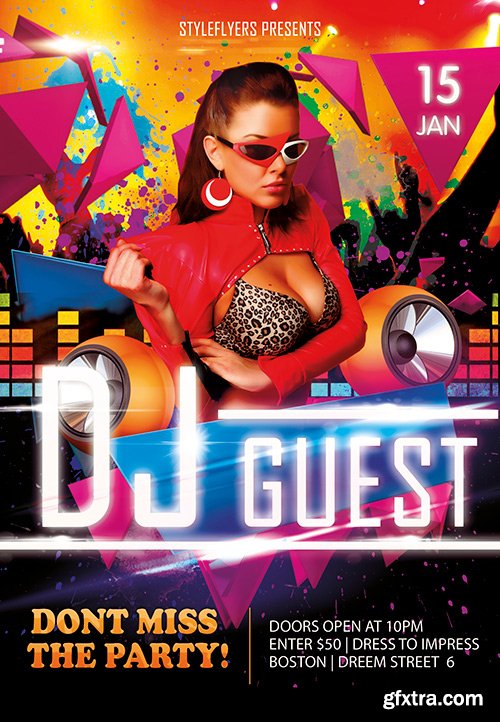 DJ Guest PSD Flyer Template + Facebook Cover