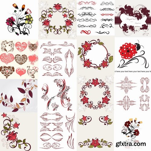 Collection of calligraphic design elements vector picture monogram 25 EPS