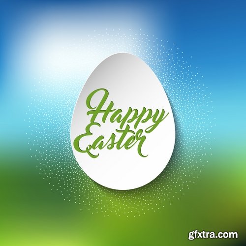 Collection of Easter eggs easter bunny card banner vector image 25 EPS