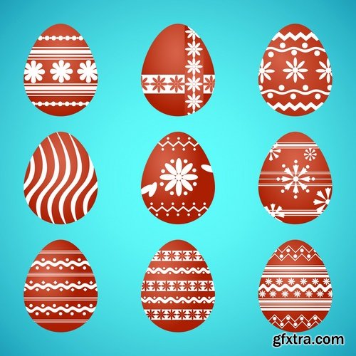Collection of Easter eggs easter bunny card banner vector image 25 EPS