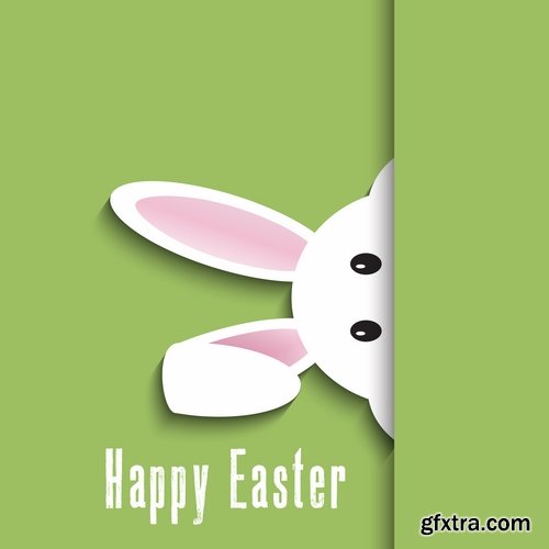 Collection of Easter eggs easter bunny card banner vector image 25 EPS