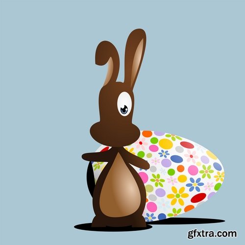 Collection of Easter eggs easter bunny card banner vector image 25 EPS