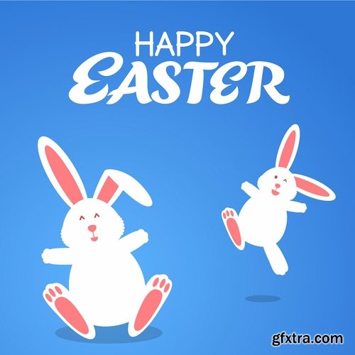Collection of Easter eggs easter bunny card banner vector image 25 EPS
