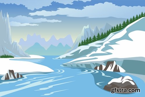 Collection of nature river is landscape picture vector image 25 EPS