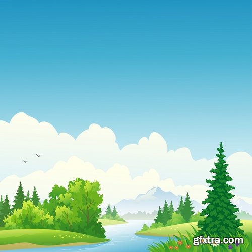Collection of nature river is landscape picture vector image 25 EPS