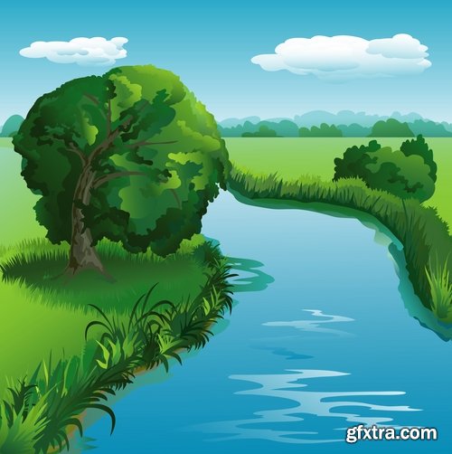 Collection of nature river is landscape picture vector image 25 EPS