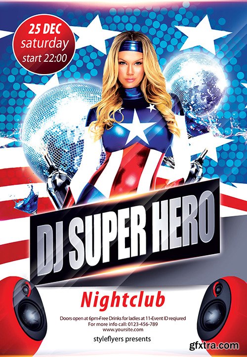 Dj Super Hero PSD Flyer Template + Facebook Cover