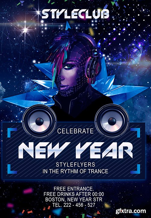 Trance New Year Flyer PSD Template + Facebook Cover