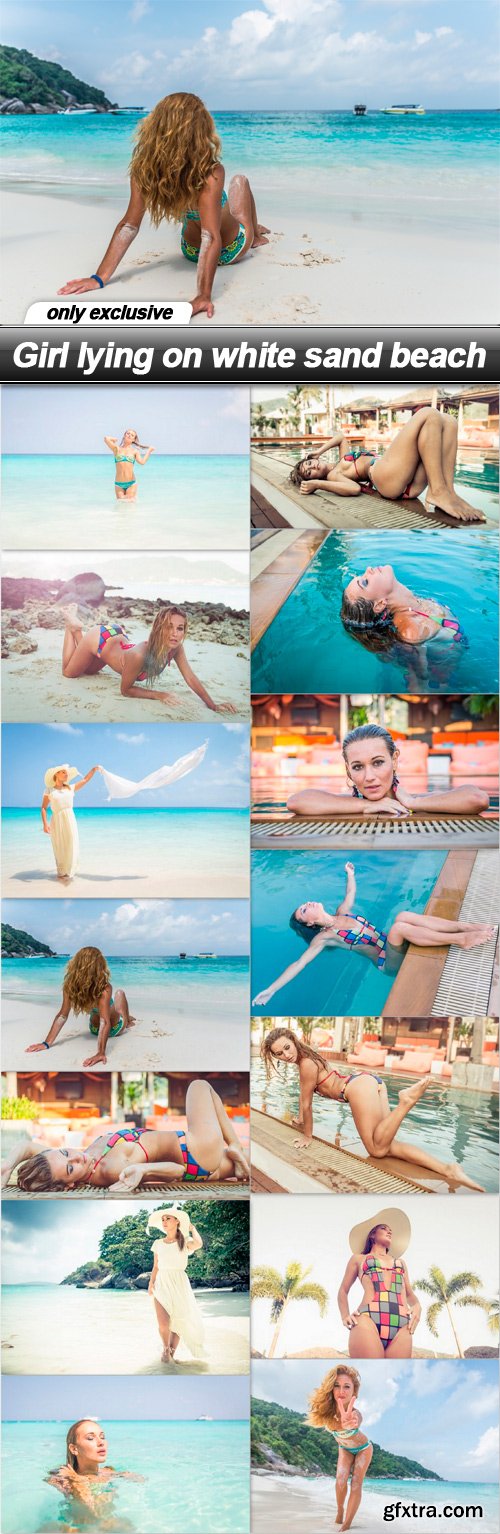 Girl lying on white sand beach - 14 UHQ JPEG