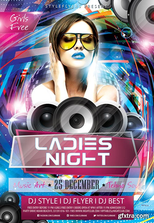 Ladies Night PSD Flyer Template + Facebook Cover