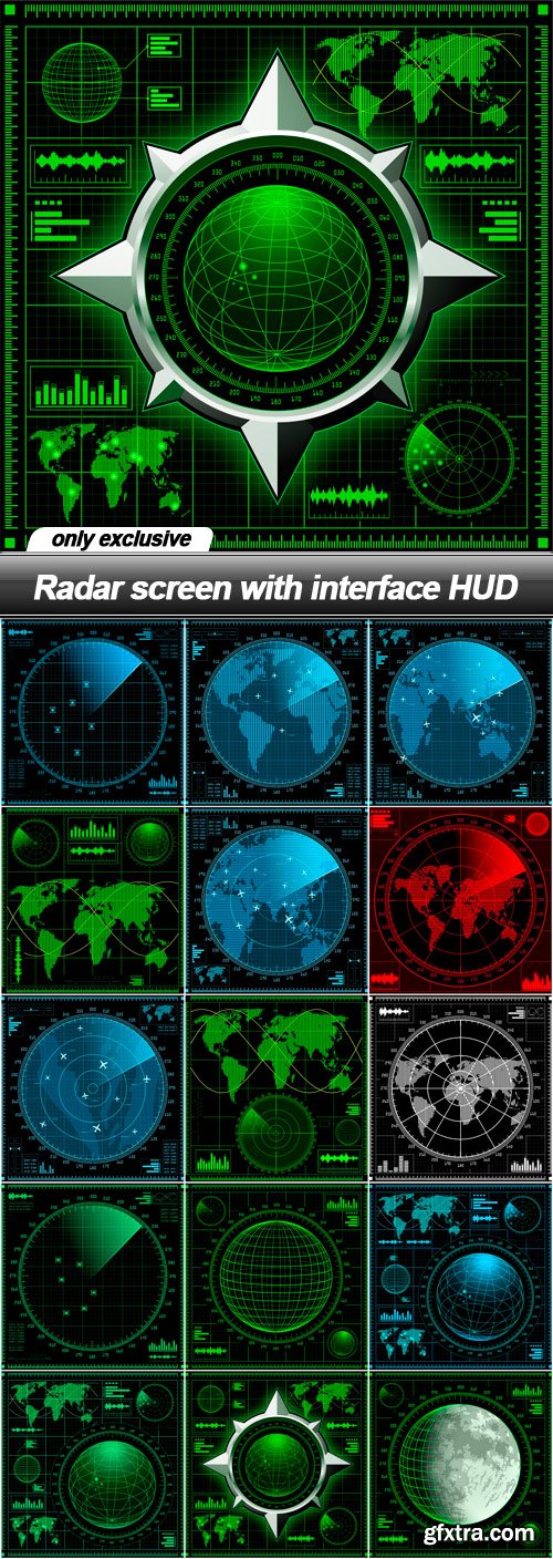 Radar screen with interface HUD - 15 EPS