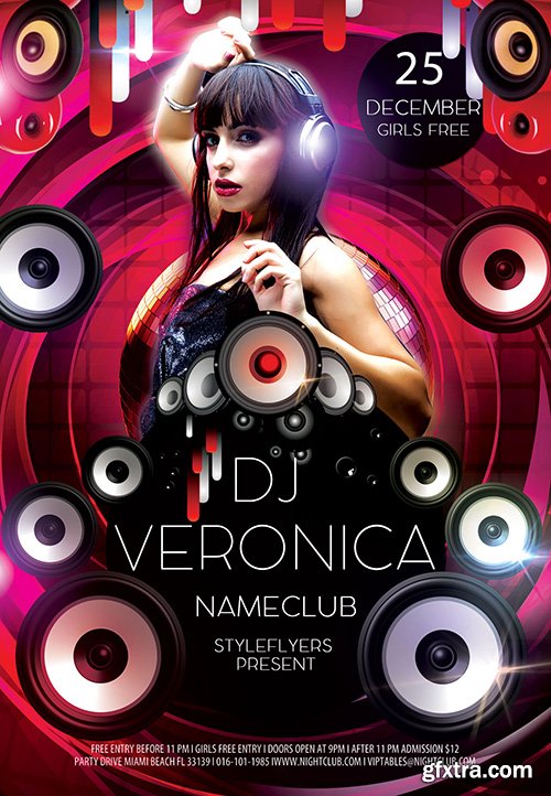 Dj Veronica PSD Flyer Template + Facebook Cover