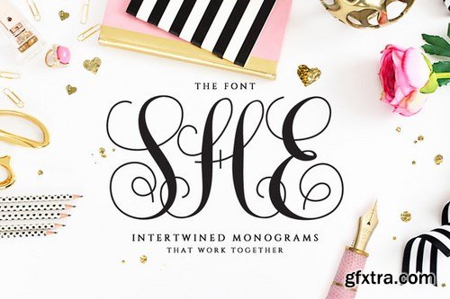 CM - Intertwined Monogram She Font 585447