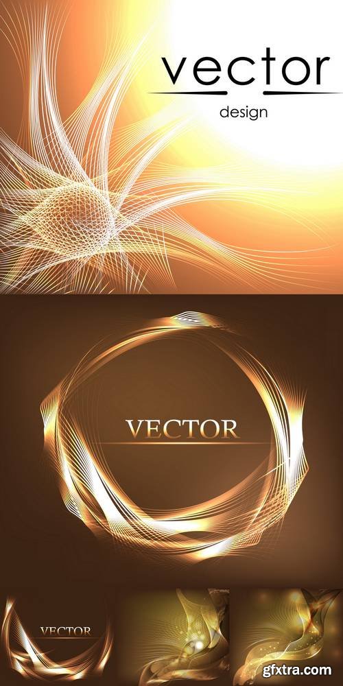 Abstract Vector Illustration of Glowing Lines on Brown Blur Background