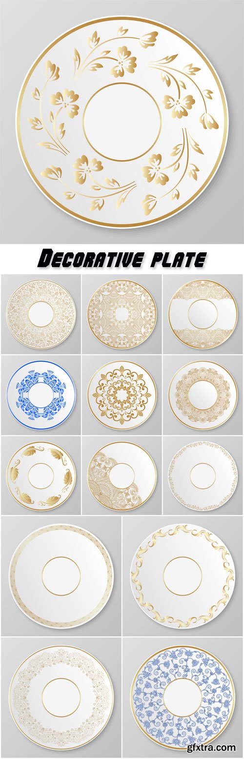 Vector gold decorative plate