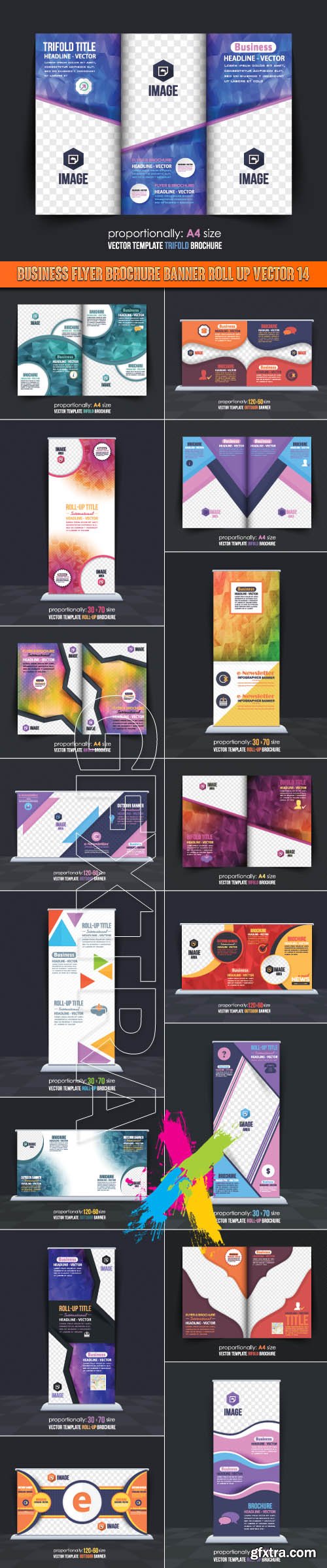 Business flyer brochure banner roll up vector 14