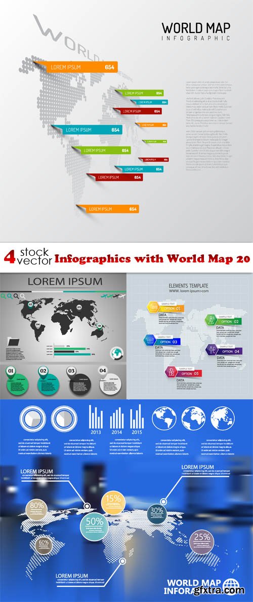 Vectors - Infographics with World Map 20