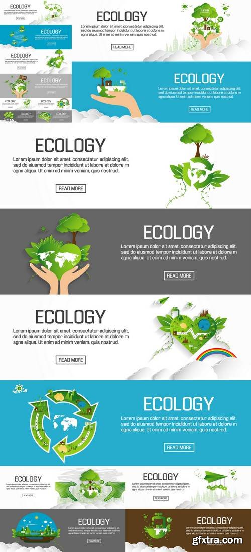 Flat Designed Banners for Ecology