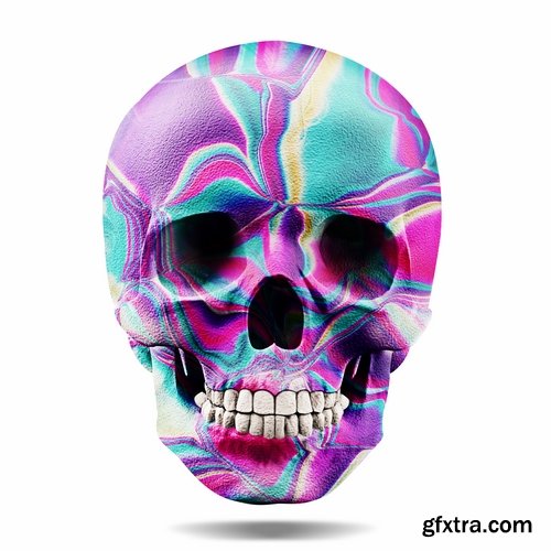 Collection skull with different textures drawing graffiti printing for t-shirts 25 HQ Jpeg