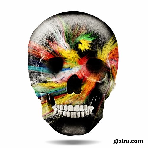 Collection skull with different textures drawing graffiti printing for t-shirts 25 HQ Jpeg