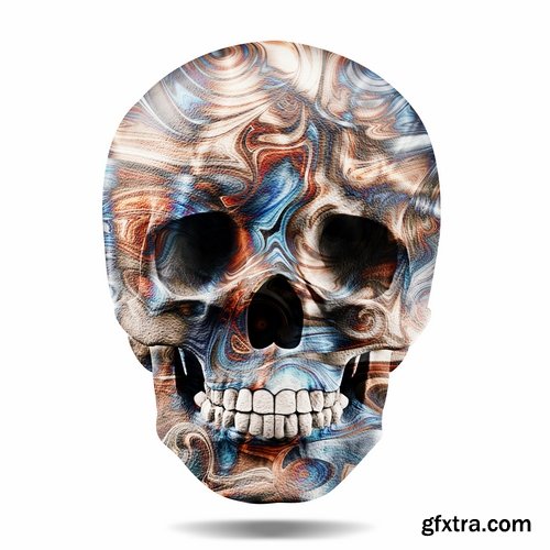 Collection skull with different textures drawing graffiti printing for t-shirts 25 HQ Jpeg