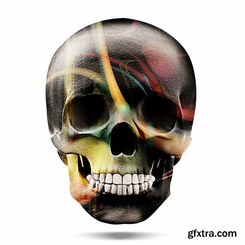 Collection skull with different textures drawing graffiti printing for t-shirts 25 HQ Jpeg