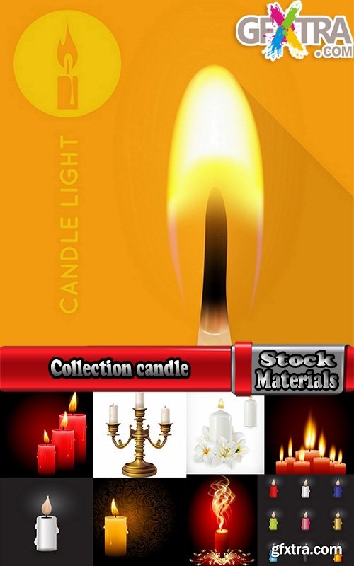 Collection candle fire flame vector image 25 EPS