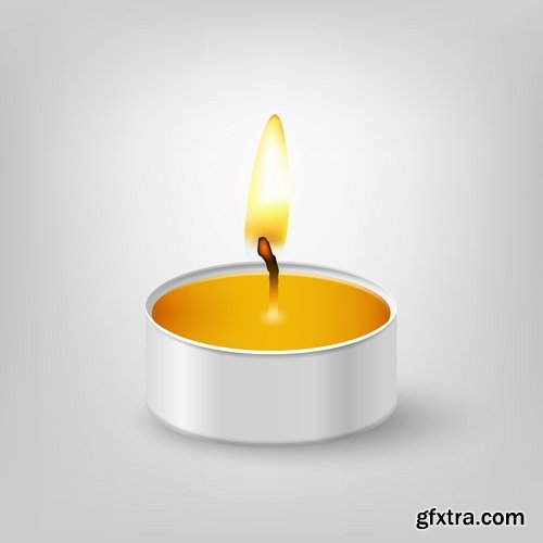 Collection candle fire flame vector image 25 EPS