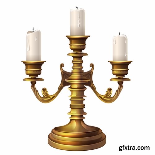 Collection candle fire flame vector image 25 EPS