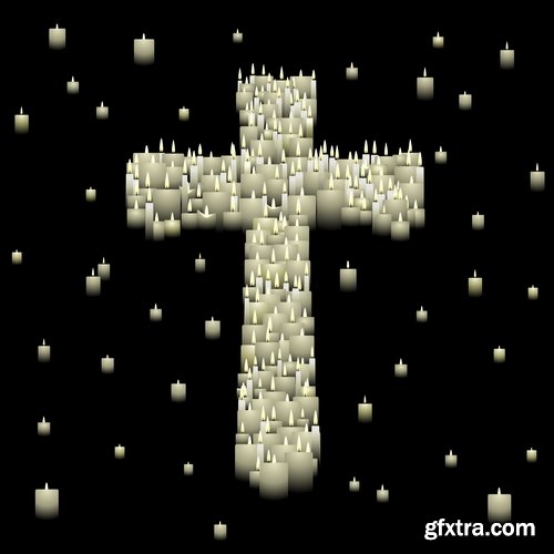 Collection candle fire flame vector image 25 EPS