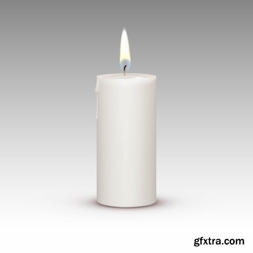 Collection candle fire flame vector image 25 EPS