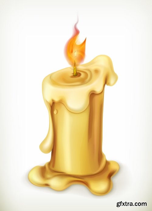 Collection candle fire flame vector image 25 EPS