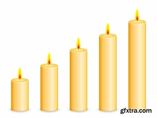 Collection candle fire flame vector image 25 EPS