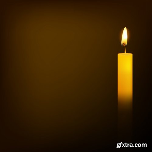 Collection candle fire flame vector image 25 EPS