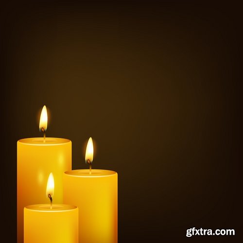 Collection candle fire flame vector image 25 EPS