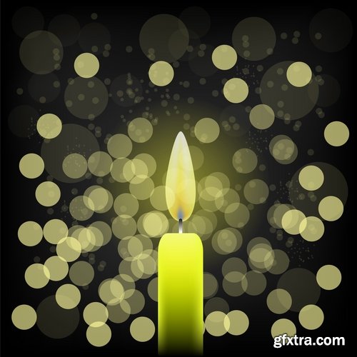 Collection candle fire flame vector image 25 EPS