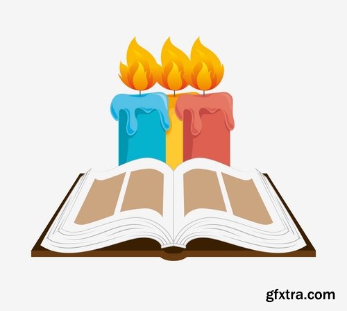 Collection candle fire flame vector image 25 EPS