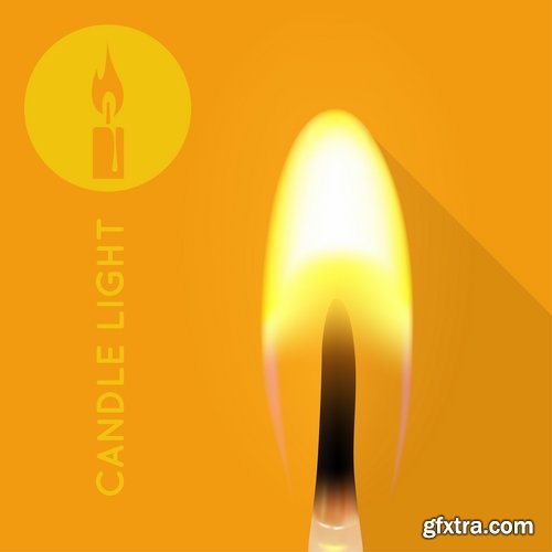 Collection candle fire flame vector image 25 EPS