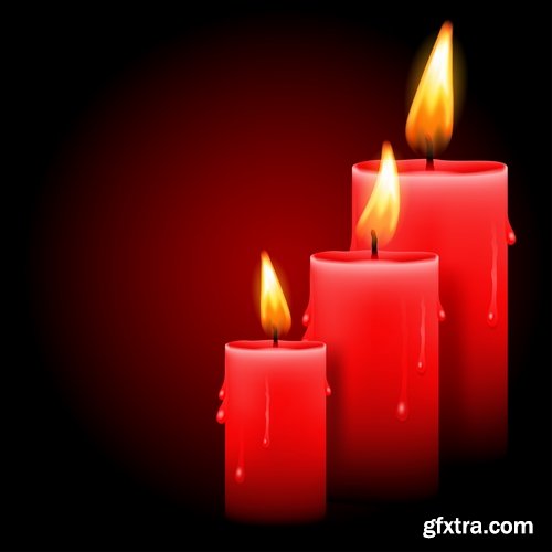 Collection candle fire flame vector image 25 EPS