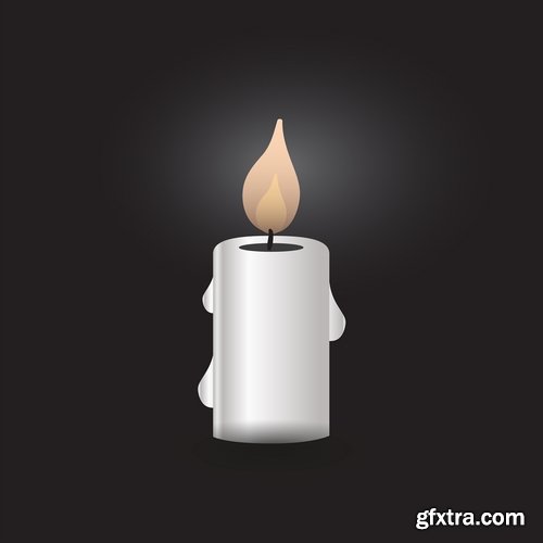 Collection candle fire flame vector image 25 EPS