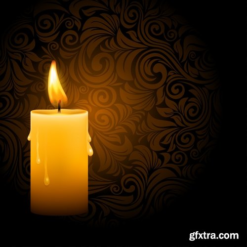 Collection candle fire flame vector image 25 EPS