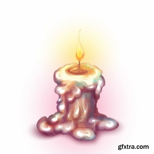 Collection candle fire flame vector image 25 EPS