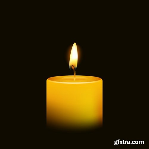 Collection candle fire flame vector image 25 EPS