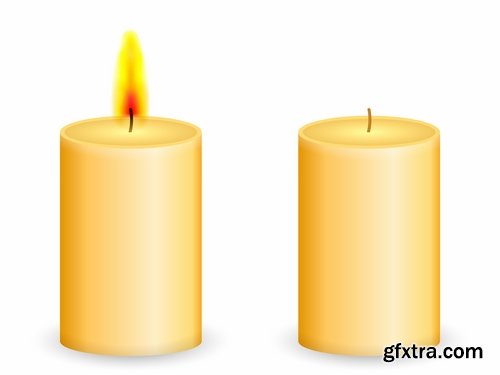 Collection candle fire flame vector image 25 EPS