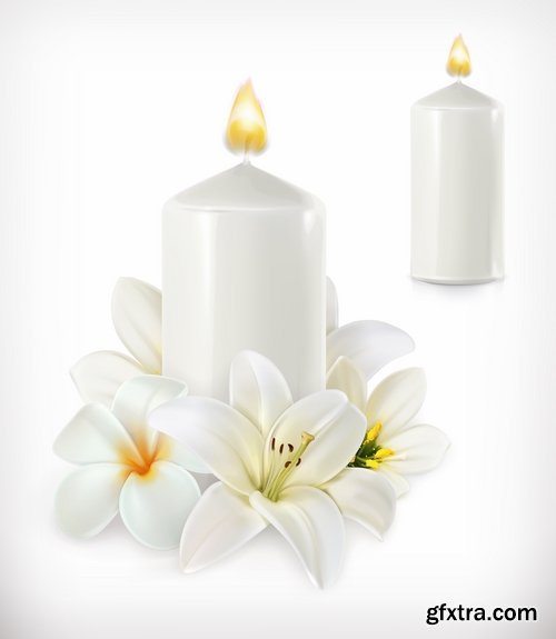 Collection candle fire flame vector image 25 EPS