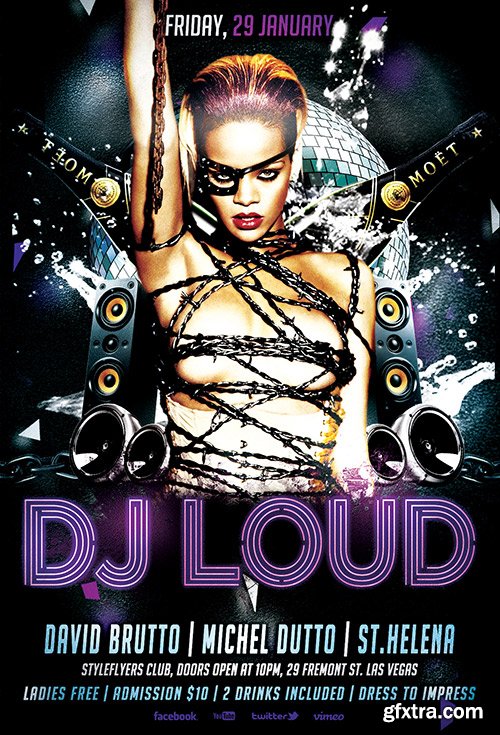 Dj Loud PSD Flyer Template + Facebook Cover