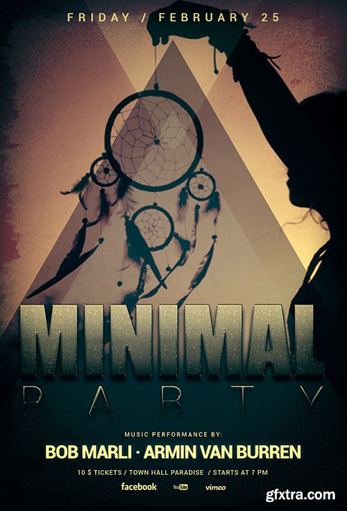 Minimal Party PSD Flyer Template + Facebook Cover